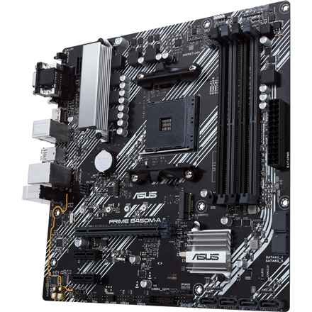 Asus | PRIME B450M-A II | Famille de processeurs AMD | Socket AM4 | DDR4 | Emplacements mémoire : 4 | Nombre de connecteurs SATA : 6 x SATA III | Chipset AMD B | Micro ATX