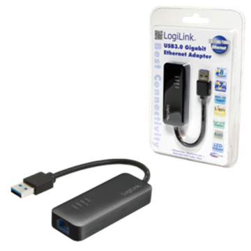 CABLU USB LOGILINK adaptor, USB 3.0 (T) la RJ45 (M), 14cm lungime totala, "UA0184A" (timbru verde 0.08 lei)