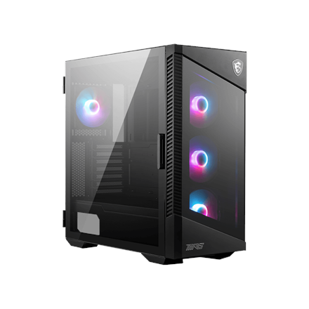 MSI MPG VELOX 100R Mid Tower Gaming Computer Case 'Black, 4x 120mm ARGB Fans, 1-6 ARGB Hub, ARGB light strip, USB Type-C, Tempered Glass, Center, E-ATX, ATX, mATX, mini-ITX'