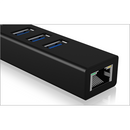 Raidsonic | 4 Port Hub with USB 3.0 Type-A, Type-C, Gigabit LAN | Icy Box IB-HUB1419-LAN-3