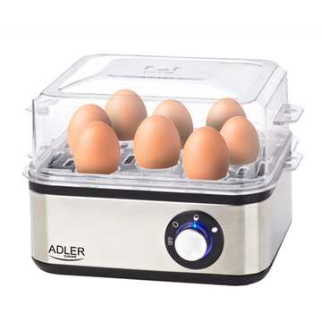 Adler AD 4486 egg cooker 8 egg(s) 800 W Black,Satin steel,Transparent