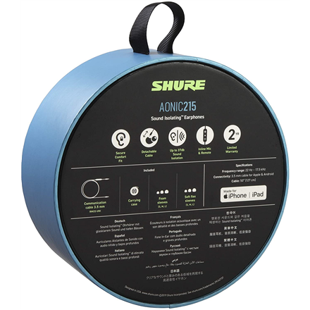 Shure aonic 215 - écouteurs intra-auriculaires avec transducteur unique et câble de 35 mm transparent