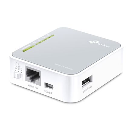 ROUTER TP-LINK wireless. portabil, 3G 150Mbps, 1 port WAN/LAN, compatibil UMTS/HSPA/EVDO, 3G USB modem, 2.4GHz, 802.11n/g/b, TL-MR3020 (timbru verde 0.8 lei)
