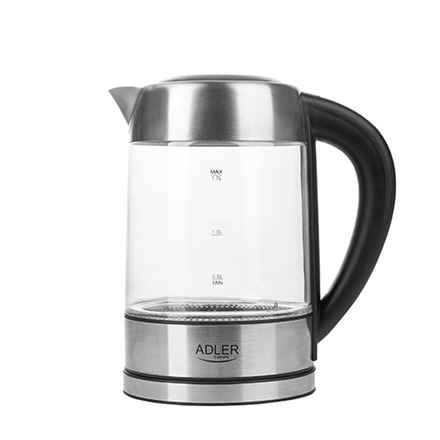 Adler | Bouilloire | AD 1247 NEUF | Avec commande électronique | 1850 - 2200 W | 1,7 L | Acier inoxydable, verre | Base rotative à 360° | Acier inoxydable/Transparent