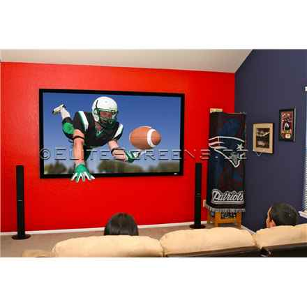 Écran ELITE SCREENS dans un cadre fixe 110" (279,4 cm)/ 16:9/ 137×243,5 cm/ gain 1,1/ cadre noir 6 cm