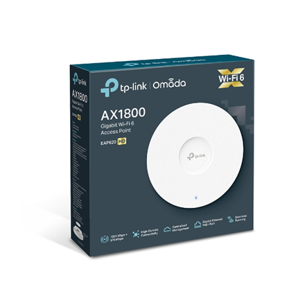 Access Point|TP-LINK|Omada|1800 Mbps|IEEE 802.11a|IEEE 802.11g|IEEE 802.11n|IEEE 802.11ac|IEEE 802.11ax|1x10/100/1000M|EAP620HD
