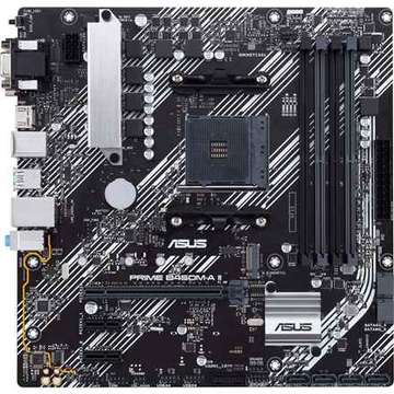 Asus | PRIME B450M-A II | Famille de processeurs AMD | Socket AM4 | DDR4 | Emplacements mémoire : 4 | Nombre de connecteurs SATA : 6 x SATA III | Chipset AMD B | Micro ATX