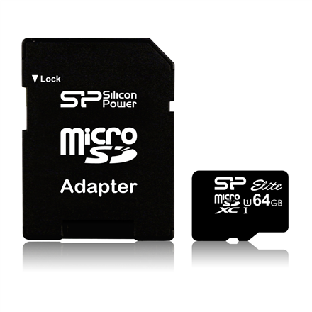 Silicon Power memory card microSDXC 64GB Elite + adapter