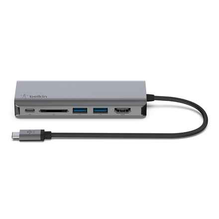 Station d'accueil/réplicateur de ports pour ordinateur portable Belkin AVC008BTSGY USB 3.2 Gen 1 (3.1 Gen 1) Type-C Noir, Gris