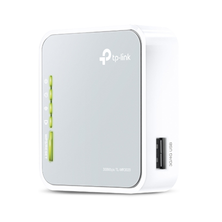 ROUTER TP-LINK wireless. portabil, 3G 150Mbps, 1 port WAN/LAN, compatibil UMTS/HSPA/EVDO, 3G USB modem, 2.4GHz, 802.11n/g/b, TL-MR3020 (timbru verde 0.8 lei)