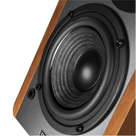 Boxe edifier 2.0 rms : 42 w 2 x 21 w bluetooth télécommande sans fil volume basses aigus optique marron  r1280dbb  timbre vert 1100 lei