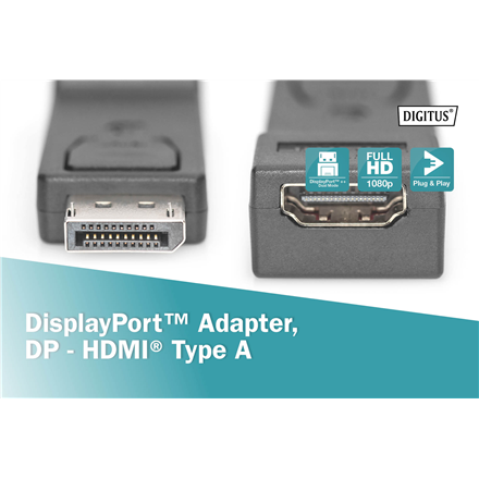 Adapter Displayport 1080p 60Hz FHD Typ DP/HDMI A M/Ż czarny