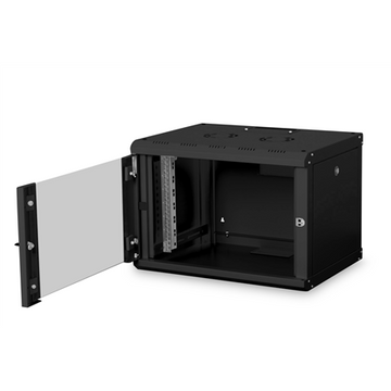 Digitus | Wall Mounting Cabinet | DN-19 07-U-SW | Black | IP protection class: IP20; Front door: Glass door, single opening; Cabinet type: Wall mounting cabinet; Equipment mounting depth min.-max.: 305-370 mm; Load capacity: 100 kg; Dimensions 420 x 600 x 450 mm,