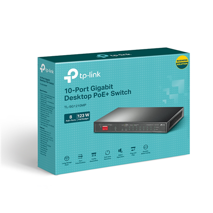 TP-LINK | Switch intelligent Gigabit 10 ports avec PoE+ 8 ports | TL-SG1210MP | Non géré | Bureau | Alimentation externe | 60 mois