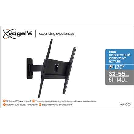 Vogels | Support mural | MA3030-A1 | Mouvement complet | 32-65 pouces | Capacité de charge maximale : 25 kg | Noir