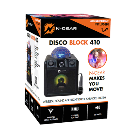 N-GEAR Block Disco Block 410/ 50W/ BT/ Disco LED/ 1x MIC/ černá