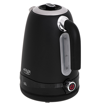 Adler | Bouilloire | AD 1295b | Électrique | 2200 W | 1,7 L | Acier inoxydable | Base rotative à 360° | Noir