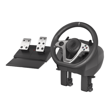 GENESIS Seaborg 400 Black, Silver USB Steering wheel + Pedals Nintendo Switch, PC, PlayStation 4, Playstation 3, Xbox 360, Xbox One, Xbox One S, Xbox One X