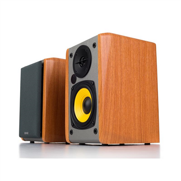 Enceintes edifier 2.0 rms : 24 w 2 x 12 w bluetooth volume basses connexion simultanée avec 2 appareils bt alimentation 220 v marron  r1010bt  timbre vert 1100 lei