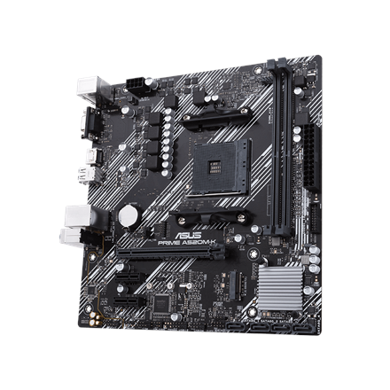Asus | PRIME A520M-K | Processor family AMD | Processor socket AM4 | DDR4 | Memory slots 2 | Supported hard disk drive interfaces M.2, SATA | Number of SATA connectors 4 | Chipset AMD A | Micro ATX