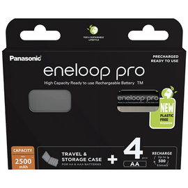 Rechargeable batteries PANASONIC ENELOOP PRO AA 2500 mAh 4 szt + case (BK-3HCDE/4CP+CASE)