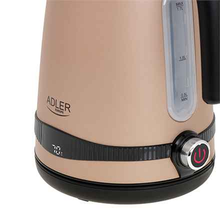 Adler | Bouilloire | AD 1295 | Électrique | 2200 W | 1,7 L | Acier inoxydable | Base rotative à 360° | Doré