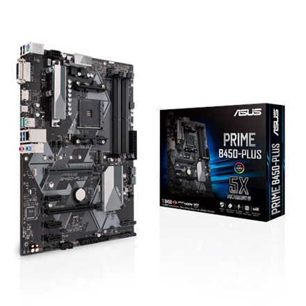 PLACA de BAZA Asus "PRIME B450-PLUS", skt AM4, ATX, AMD B450, 4 x DDR4, max. 64 GB, 6 x SATA, 1 x M.2, 7.1, "PRIME B450-PLUS"