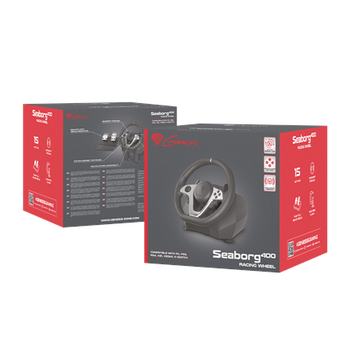 GENESIS Seaborg 400 Black, Silver USB Steering wheel + Pedals Nintendo Switch, PC, PlayStation 4, Playstation 3, Xbox 360, Xbox One, Xbox One S, Xbox One X