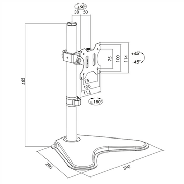 SUPORT de birou LOGILINK, pt 1 TV/monitor plat, diag. max 32 inch, rotatie, inclinare, verticala, montare: suport propriu, max 8 Kg, "BP0044" - 0