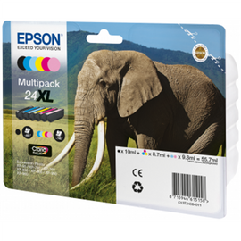 Epson Multipack 6-colours 24XL Claria Photo HD Ink | Black | Cyan | Yellow | Magenta | Light Magenta | Light Cyan