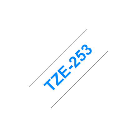 Brother TZE253 Tejp lami Blå Text,Vit Botten, 24mm