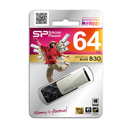 Silicon Power Blaze B30 USB flash drive 64 GB USB Type-A 3.0 (3.1 Gen 1) Black