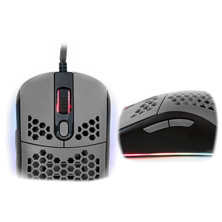 AROZZI herní myš FAVO Ultra Light Black-Grey/ drátová/ 16.000 dpi/ USB/ 7 tlačítek/ RGB/ černošedá