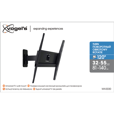 Vogels | Support mural | MA3030-A1 | Mouvement complet | 32-65 pouces | Capacité de charge maximale : 25 kg | Noir