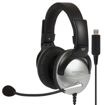 Koss  casque gaming  sb45 usb  filaire  supra-auriculaire  microphone  antibruit  argent/noir