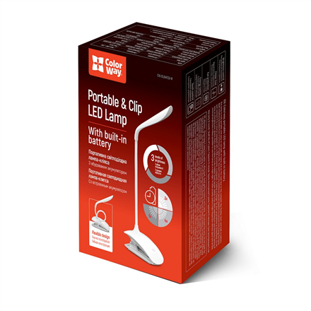 Colorway stolní LED lampa / CW-DL04FCB-W/ Integrovaná baterie / Klip na uchycení/ Bílá