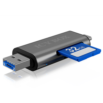 Icy box IB-CR200-C  SD-MicroSD (TF) USB 2.0 card reader with Type-C and -A to micro USB (OTG) interface, anthracite | Raidsonic | External card reader with multi-USB connector | External | Micro SDHC, Micro SDXC, microSD 3.0 UHS-I SD, SDHC, SDXC, SD 2.0 UHS-I, MMC | external