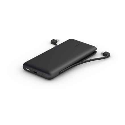 Belkin | Batterie externe BOOST CHARGE Plus | 10 000 mAh | Câbles LTG et USB-C intégrés | Noir