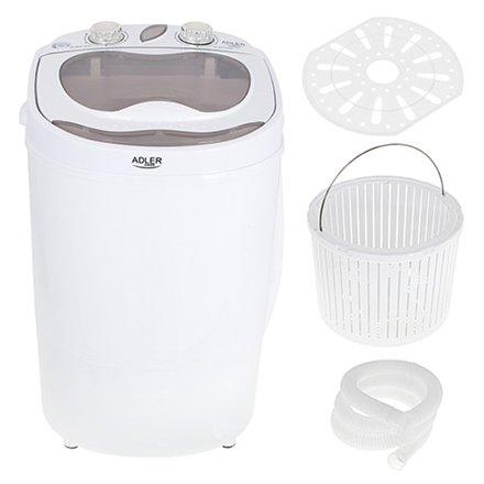 Lave-linge Adler AD 8055 Chargement par le haut 3 kg Crème, Blanc