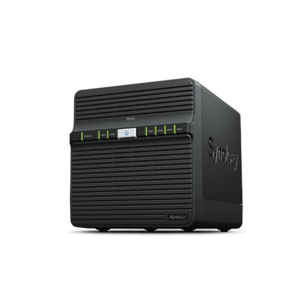 Synology | NAS tour | DS423 | Jusqu'à 4 disques durs/SSD | Realtek | RTD1619B | Fréquence du processeur 1,7 GHz | 2 Go | DDR4