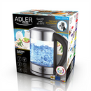 Adler | Kettle | AD 1247 NEW | With electronic control | 1850 - 2200 W | 1.7 L | Stainless steel, glass | 360° rotational base | Stainless steel/Transparent-1