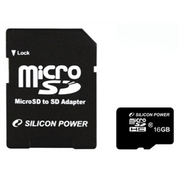Silicon Power memory card microSDHC 16GB Class 10 + adapter - 0
