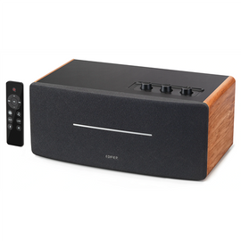 Edifier D12 2.0 Bluetooth Speaker, BT V5.0, RCA, AUX, 2x 4-inch Midrange Drivers, 2x 19mm Tweeters, Remote Control and Top-Mounted Controls, Brown