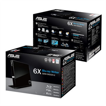 ASUS SBW 06D2X-U Blu-Ray Recorder External USB 2.0 Slimline Retail Power2Go 7 Black - 0