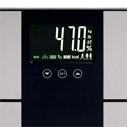 Adler | Pèse-personne avec analyseur | AD 8165 | Poids maximal (capacité) 225 kg | Précision 100 g | Mesure de l'indice de masse corporelle (IMC) | Acier inoxydable/Noir