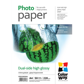 ColorWay High Glossy dual-side Photo Paper, A4, 220 g/m2, 50 sheets