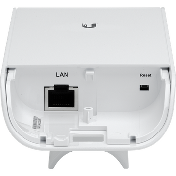 UBIQUITI airMAX NanoStation M2 loco ; bande de fréquence 2,4 GHz ; intégration plug-and-play avec les antennes airMAX ; 150+ Mbps, portée 5+ km, 8,5 dBi.