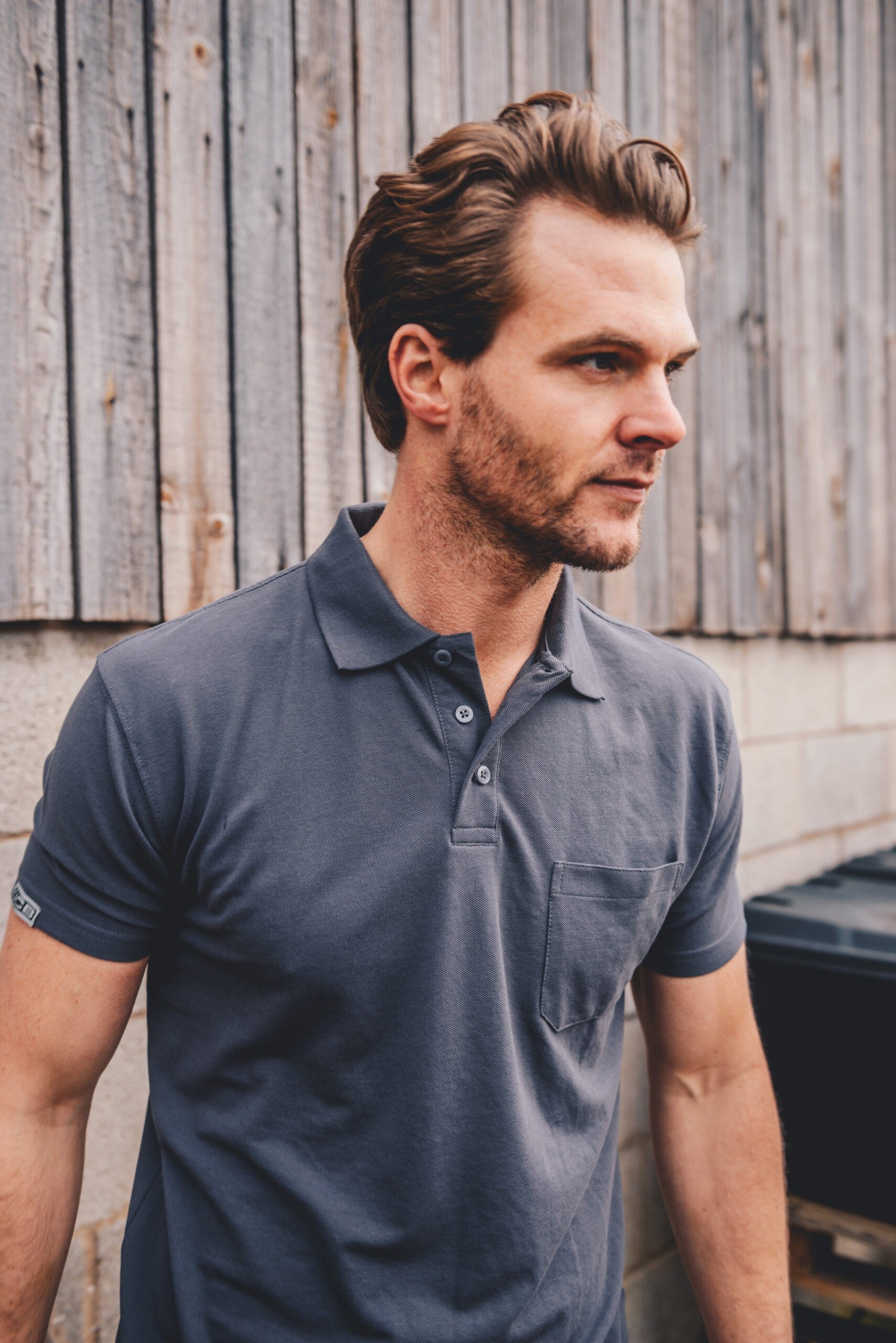 Jcb essential grey polo shirt