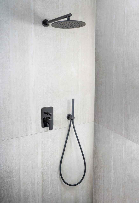 Kit completo doccia design tondo nero opaco