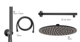 Kit completo doccia design tondo nero opaco